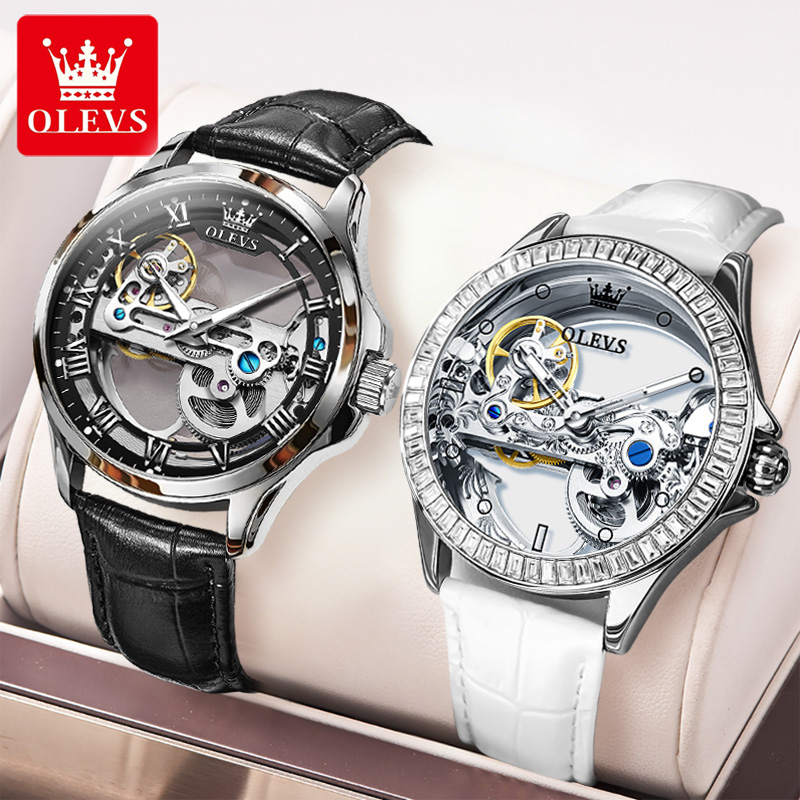 Skeleton Mechanical Watch - OLEVS Paar Horloges Originele Volledig Transparante