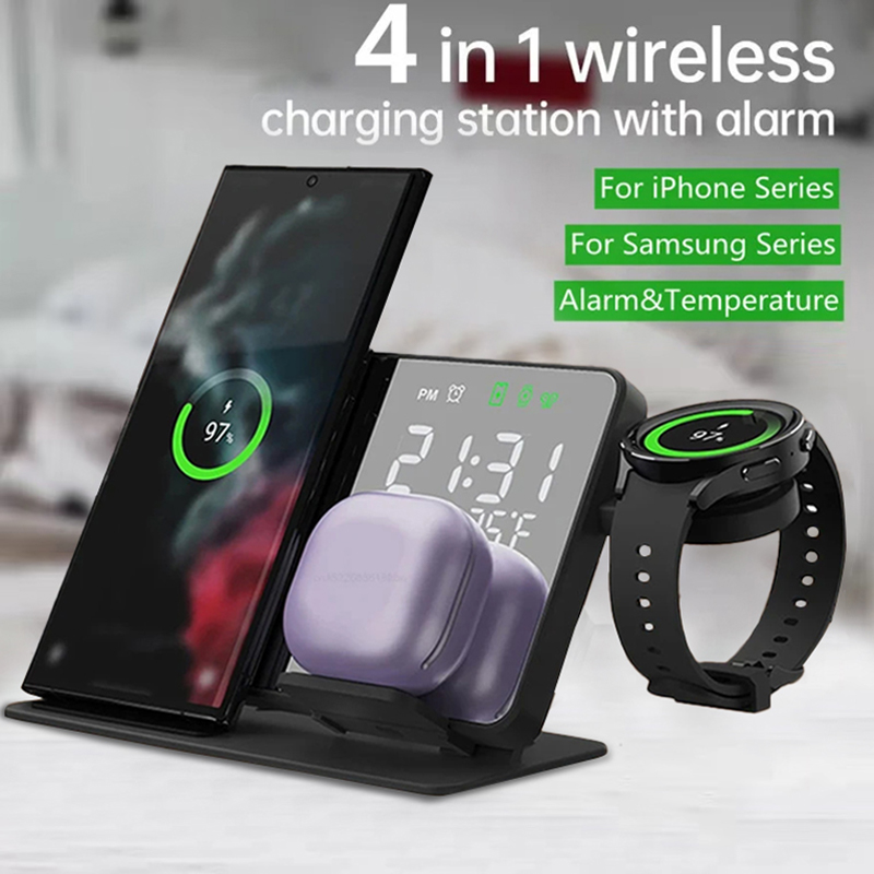 Smartwatch Watches Compatible With Iphone - Draadloze oplader Wekkerstandaard Snel 4-in-1 laadstation