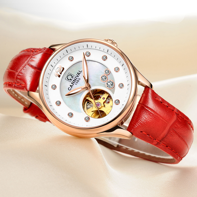 Skeleton Mechanical Watch - Zwitserland CARNAVAL Luxe dameshorloge MIYOTA Automatisch