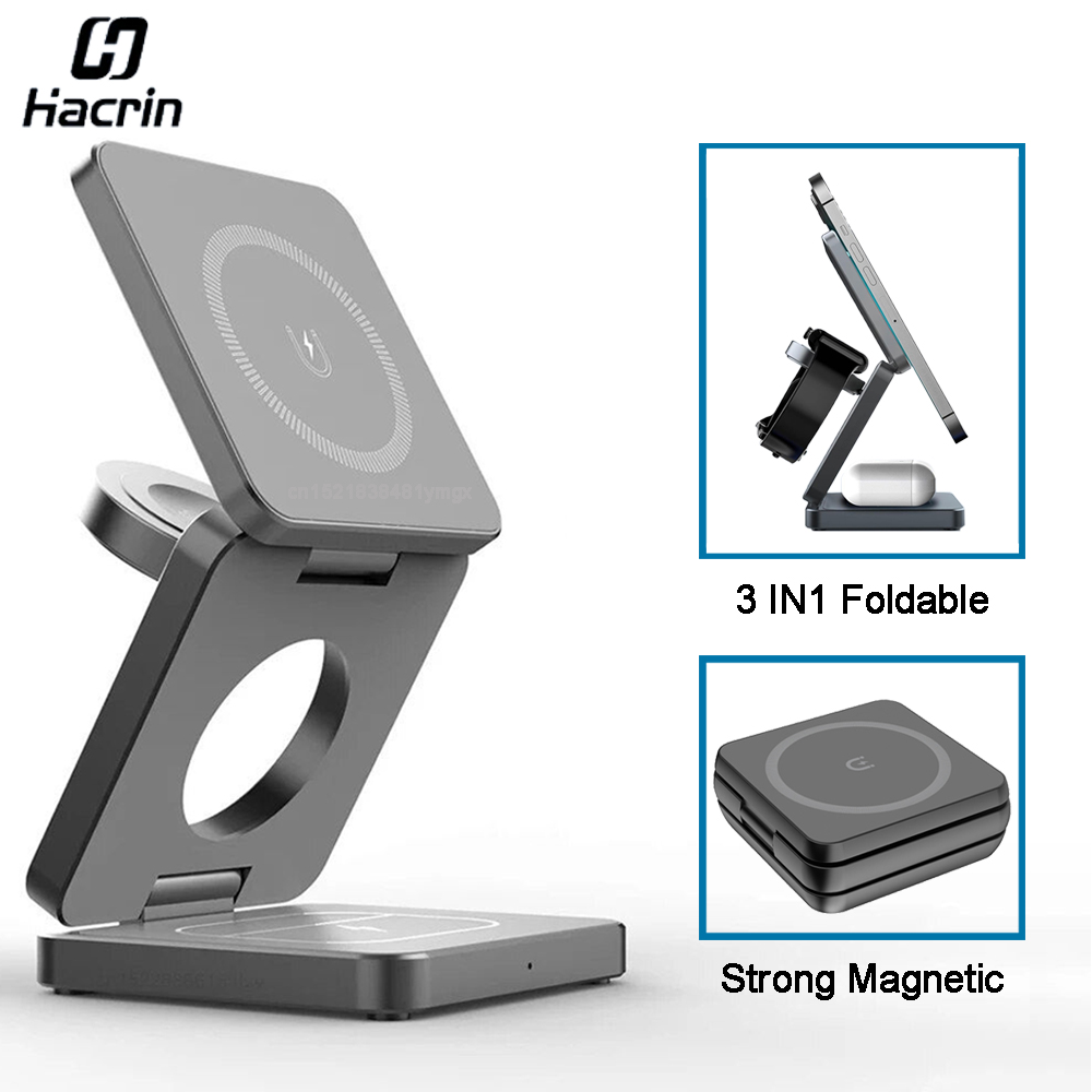 Smartwatch Watches Compatible With Iphone - Draadloze oplader 3-in-1 opvouwbaar magnetisch draadloos