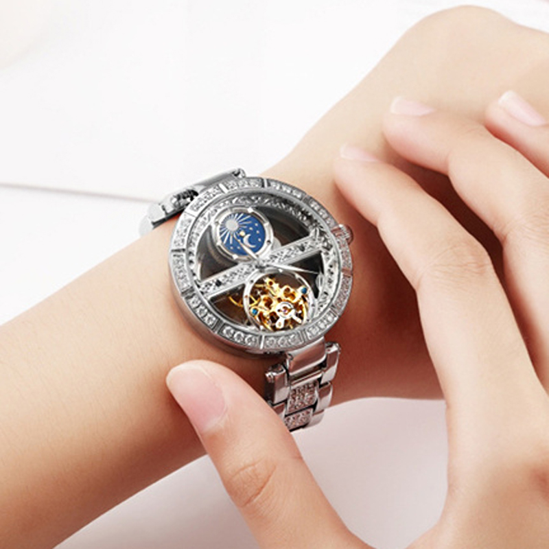 Skeleton Mechanical Watch - Dameshorloge Automatisch Vrouw Luxe Mode Waterdicht