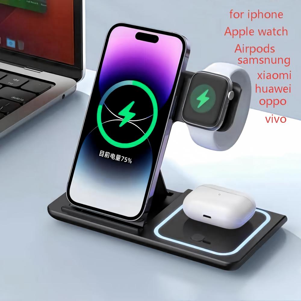 Smartwatch Watches Compatible With Iphone - Draadloze opladerhouder 3-in-1 opvouwbaar snellaadstation voor