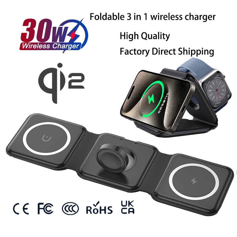 Smartwatch Watches Compatible With Iphone - Universele Qi2 Magnetische Opvouwbare Oplaadstation Reislader