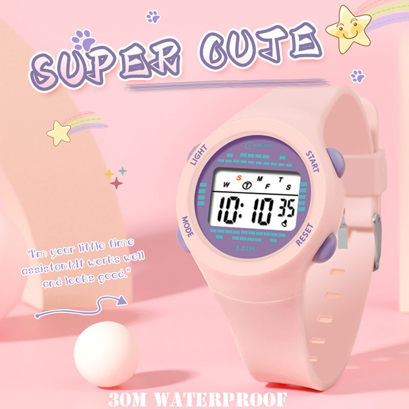 Smartwatch Digital Watches For Kid Boy With Alarm - Kinder Elektronisch Horloge Meisje Roze Schattige