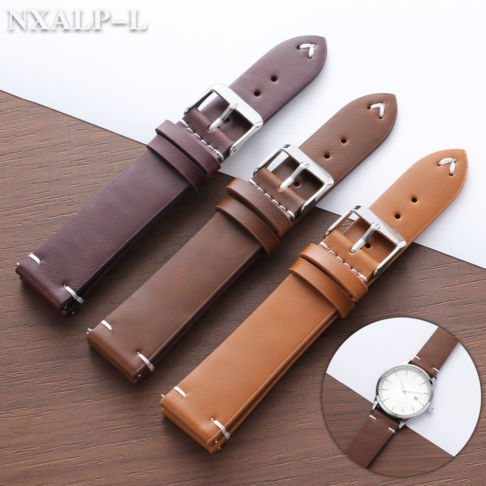 Smartwatch Vintage Watches For Men - Stiksels Armband 18mm 20mm 22mm voor