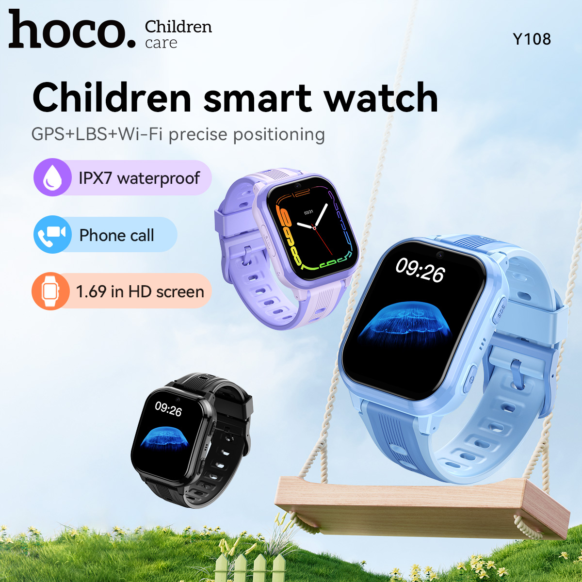 Smartwatch Watches For Kid Boy Waterproof - HOCO Y108 1.69 inch HD LCD