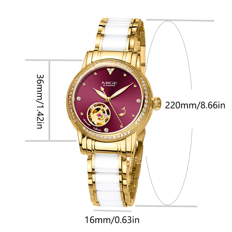 MIGE dames skeleton automatisc - Skeleton Mechanical Watch recensie en prijs