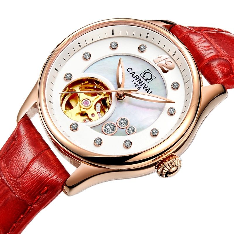 Zwitserland CARNAVAL Luxe dame - Skeleton Mechanical Watch recensie en prijs