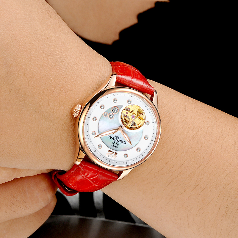 Zwitserland CARNAVAL Luxe dame - Skeleton Mechanical Watch recensie en prijs