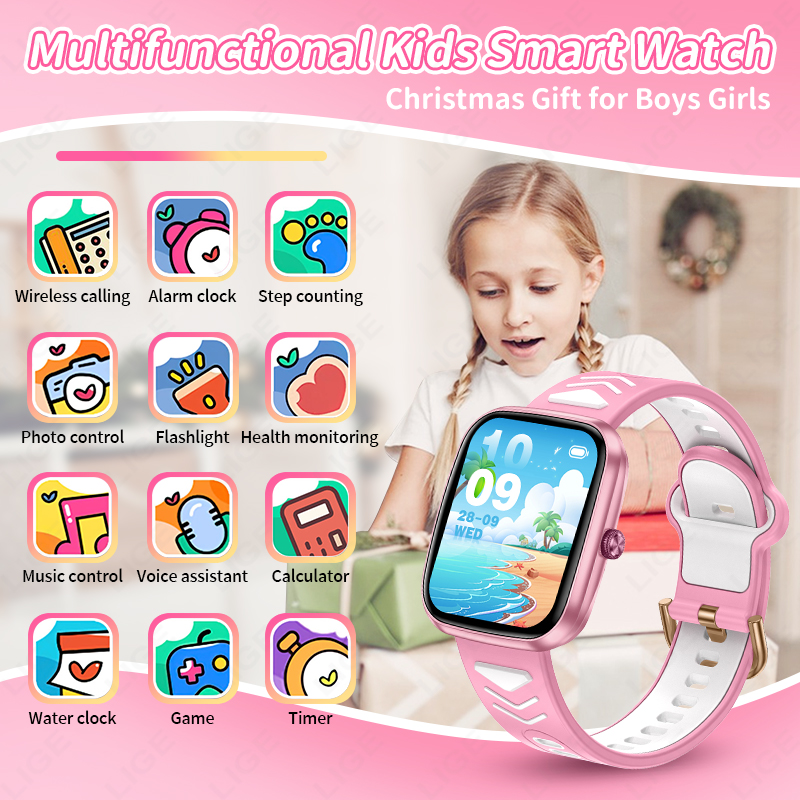 LIGE Nieuw 1,75 Inch Bluetooth - Smartwatch Digital Watches For Kid Boy With Alarm recensie en prijs